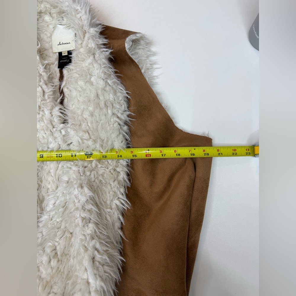 Elevenses Anthropologie Faux Suede Sherpa Lined Draped Open Front Vest size L - Picture 5 of 7